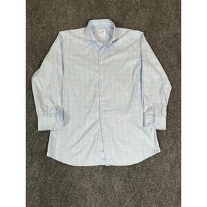 Emanuel Berg Mens Blue Check Modern Fit Button Up Shirt 1Cotton Size 17"-43 cm